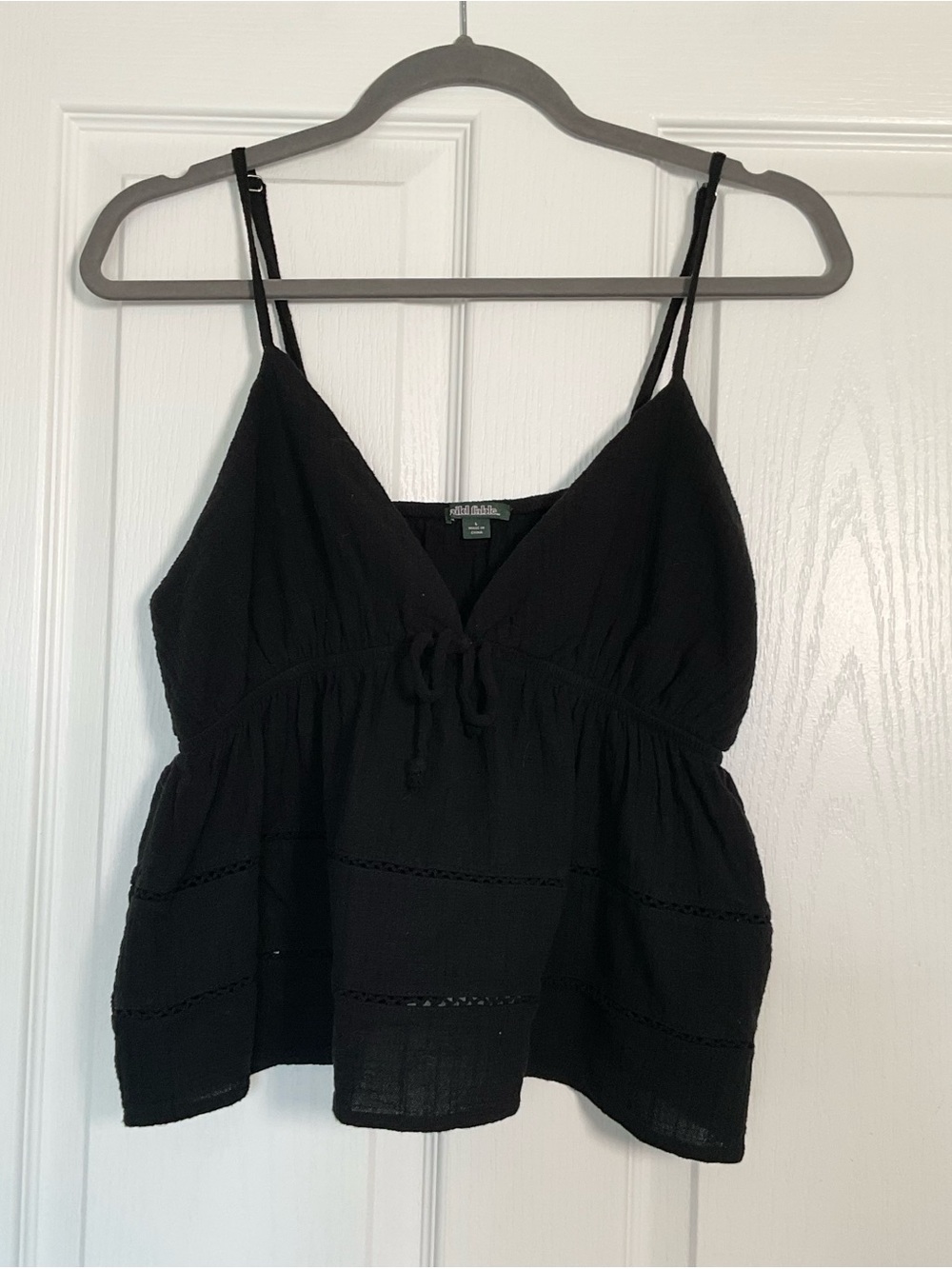 wild fable Black Spaghetti-Strap Peplum Camisole